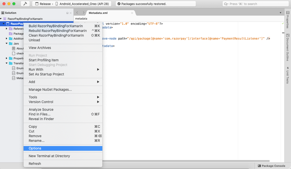Creating Xamarin Android Binding For RazorPay Payment Gateway